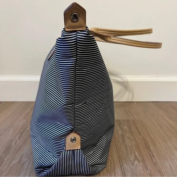 STELLA & DOT "How Does She Do It" Purse/ Tote Blue & White Stripe Adjustable - Picture 4 of 13
